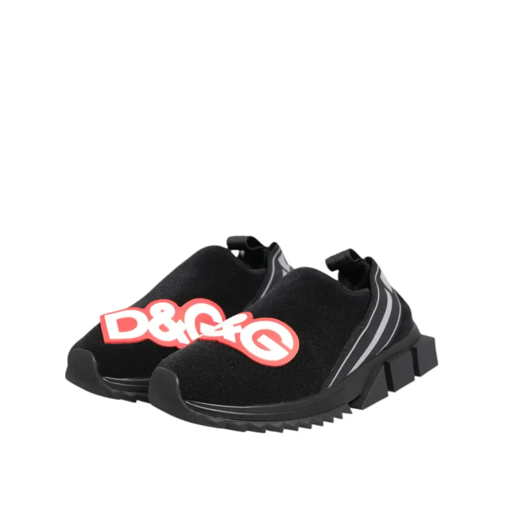 Dolce & Gabbana Schwarz Grau Slip On Sorrento Sneakers Schuhe - EU37/US6.5