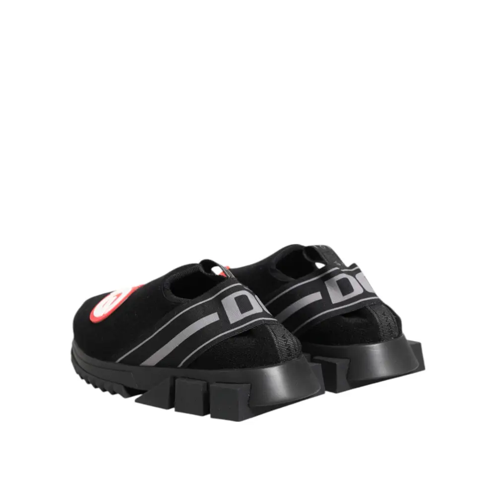 Dolce & Gabbana Schwarz Grau Slip On Sorrento Sneakers Schuhe - EU37/US6.5