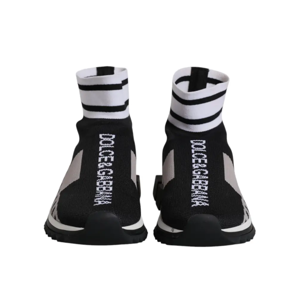 Dolce & Gabbana Schwarz Grau Sorrento Socken Frauen Turnschuhe Schuhe
