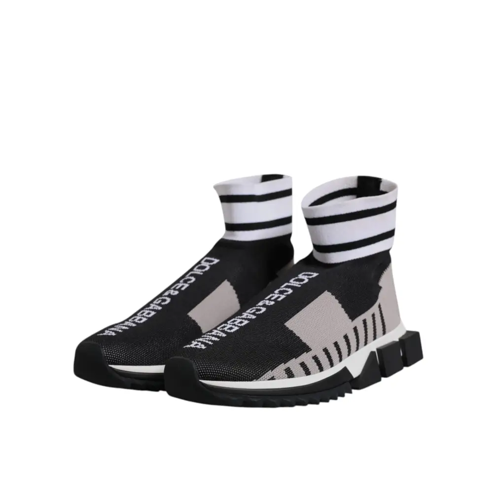 Dolce & Gabbana Schwarz Grau Sorrento Socken Frauen Turnschuhe Schuhe