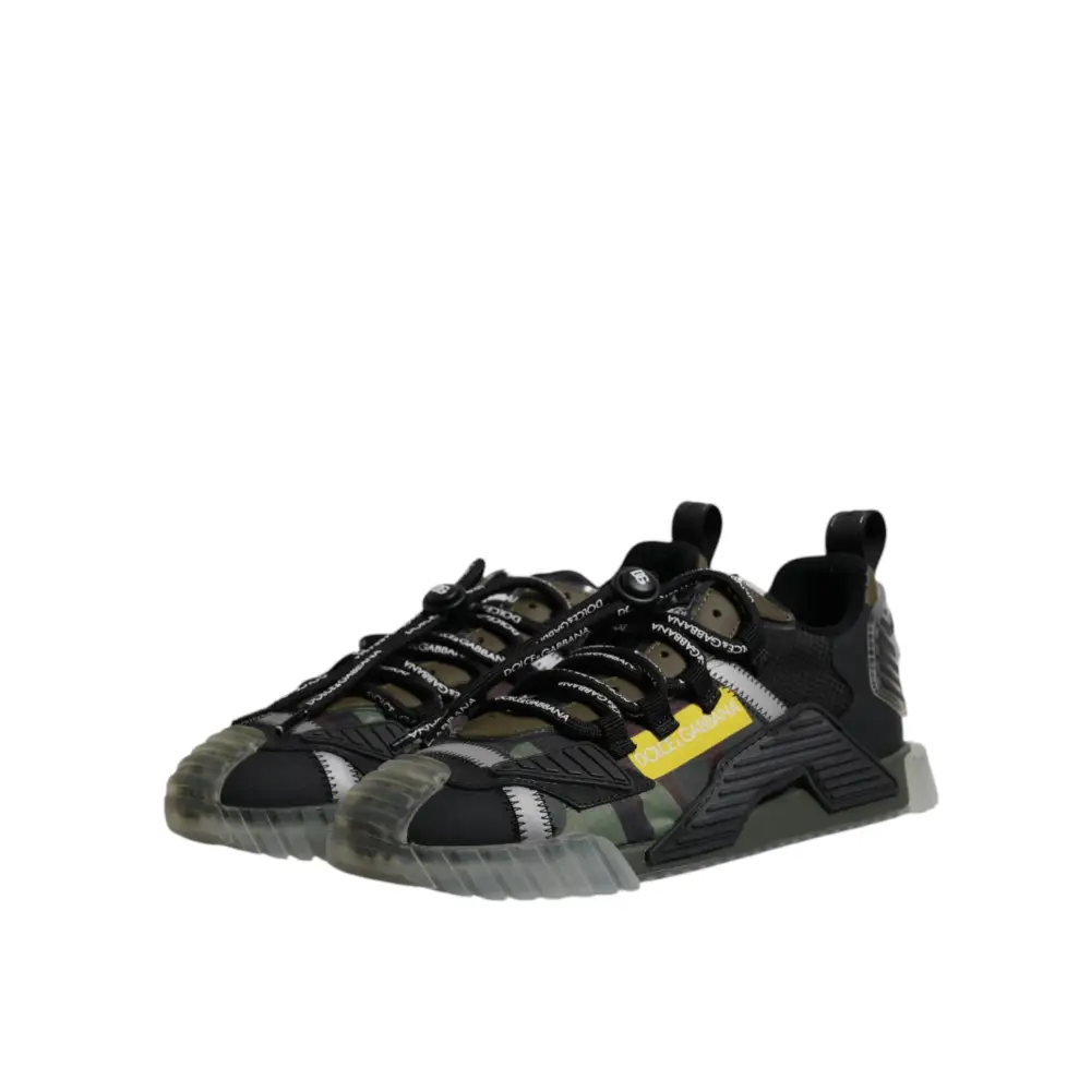 Dolce & Gabbana Schwarz Grün Camo NS1 Low Top Turnschuhe Schuhe - EU44.5/US11.5