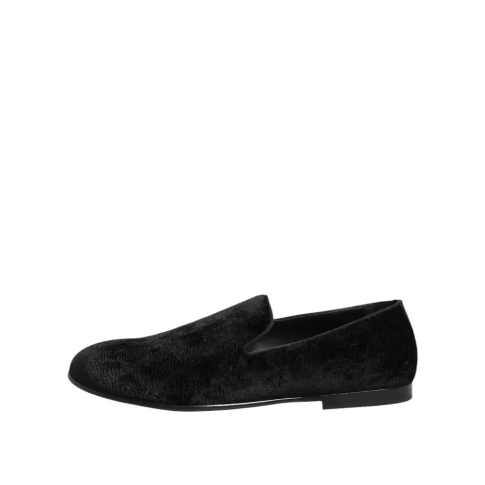 Dolce & Gabbana Schwarz Jacquard Loafers Formal Männer Kleid Schuhe