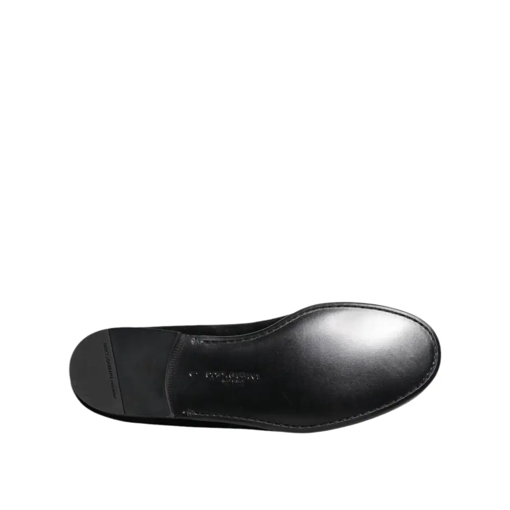 Dolce & Gabbana Schwarz Jacquard Loafers Formal Männer Kleid Schuhe