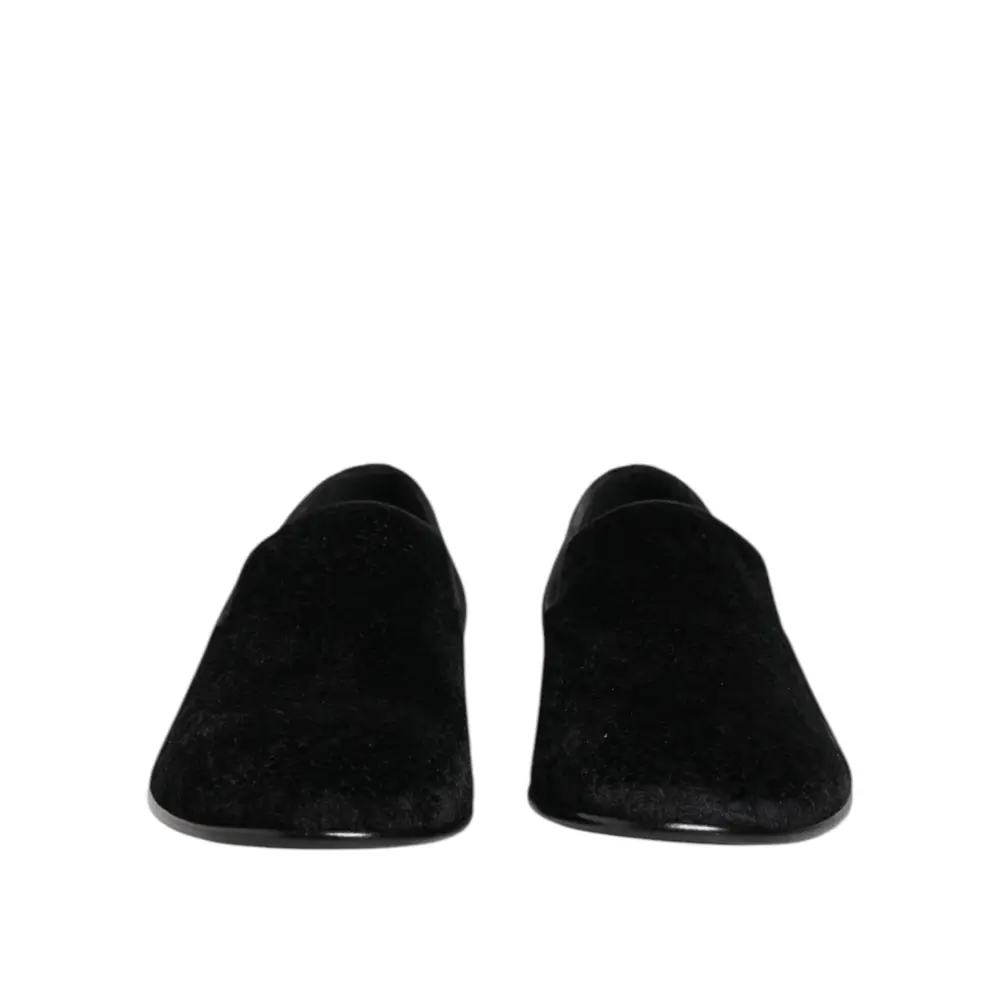 Dolce & Gabbana Schwarz Jacquard Loafers Formal Männer Kleid Schuhe