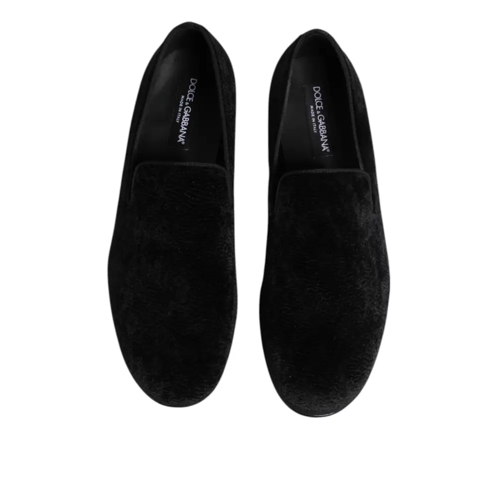 Dolce & Gabbana Schwarz Jacquard Loafers Formal Männer Kleid Schuhe