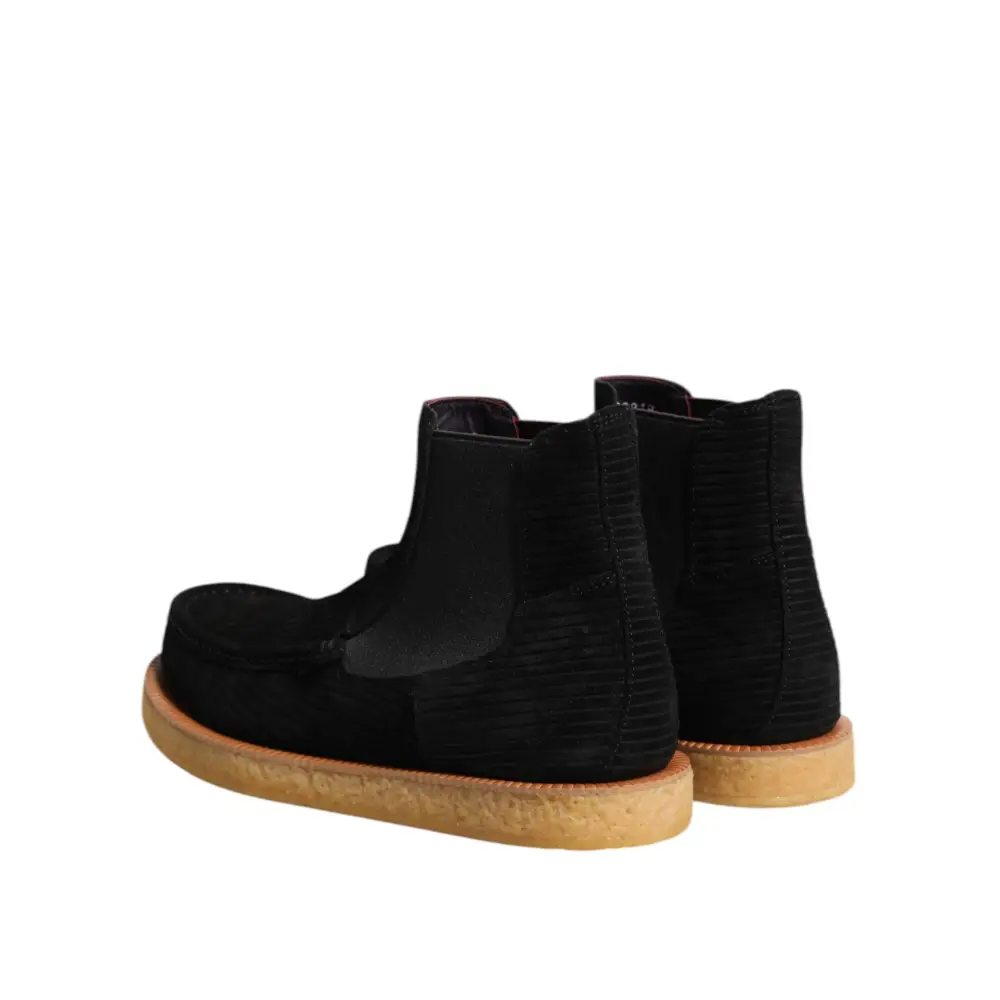 Dolce & Gabbana Schwarz Kalb Wildleder Slip On Stiefeletten Schuhe