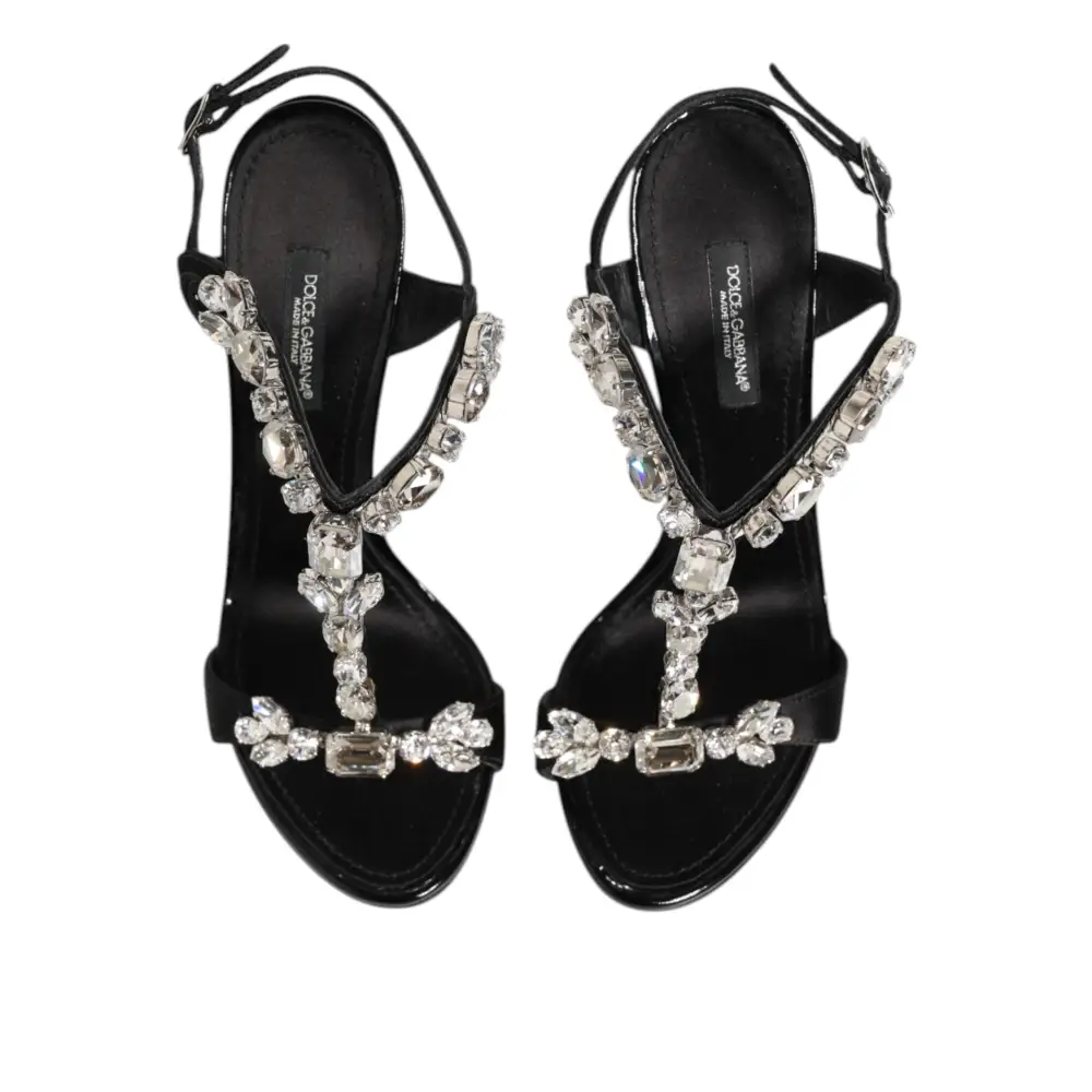 Dolce & Gabbana Schwarz Keira Crystals Heels Sandalen Schuhe