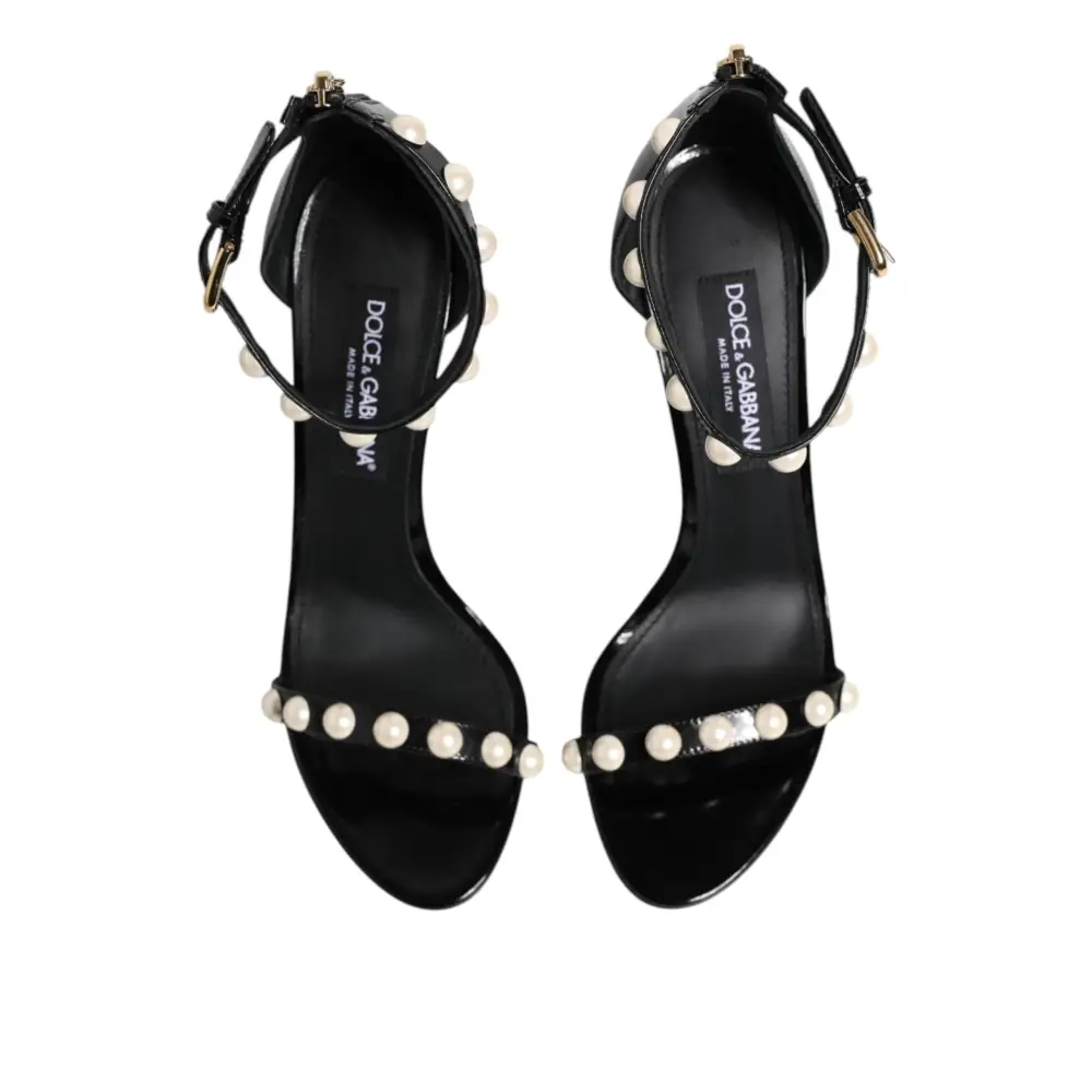 Dolce & Gabbana Schwarz KEIRA Perlenverzierte Sandalen Schuhe - EU41/US10.5