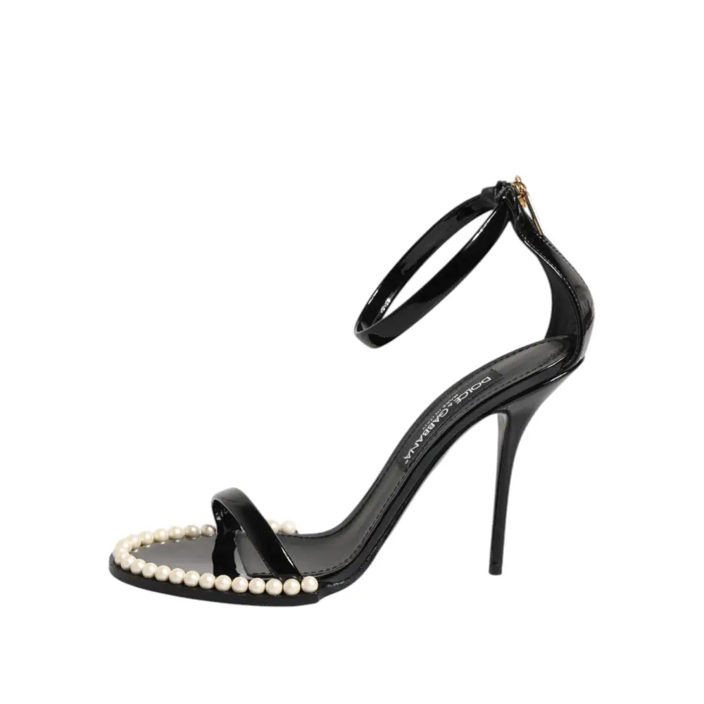 Dolce & Gabbana Schwarz KEIRA Perlenverzierte Sandalen Schuhe - EU40.5/US10
