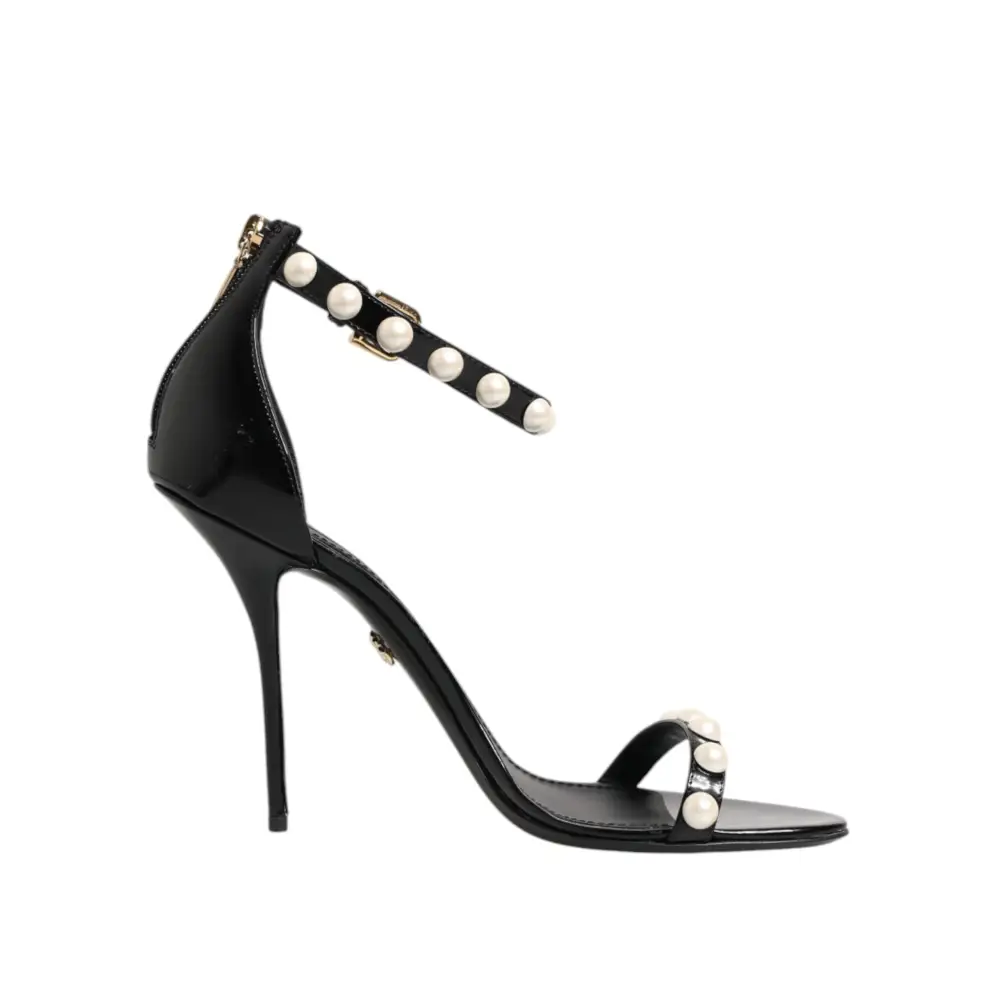 Dolce & Gabbana Schwarz KEIRA Perlenverzierte Sandalen Schuhe - EU41/US10.5