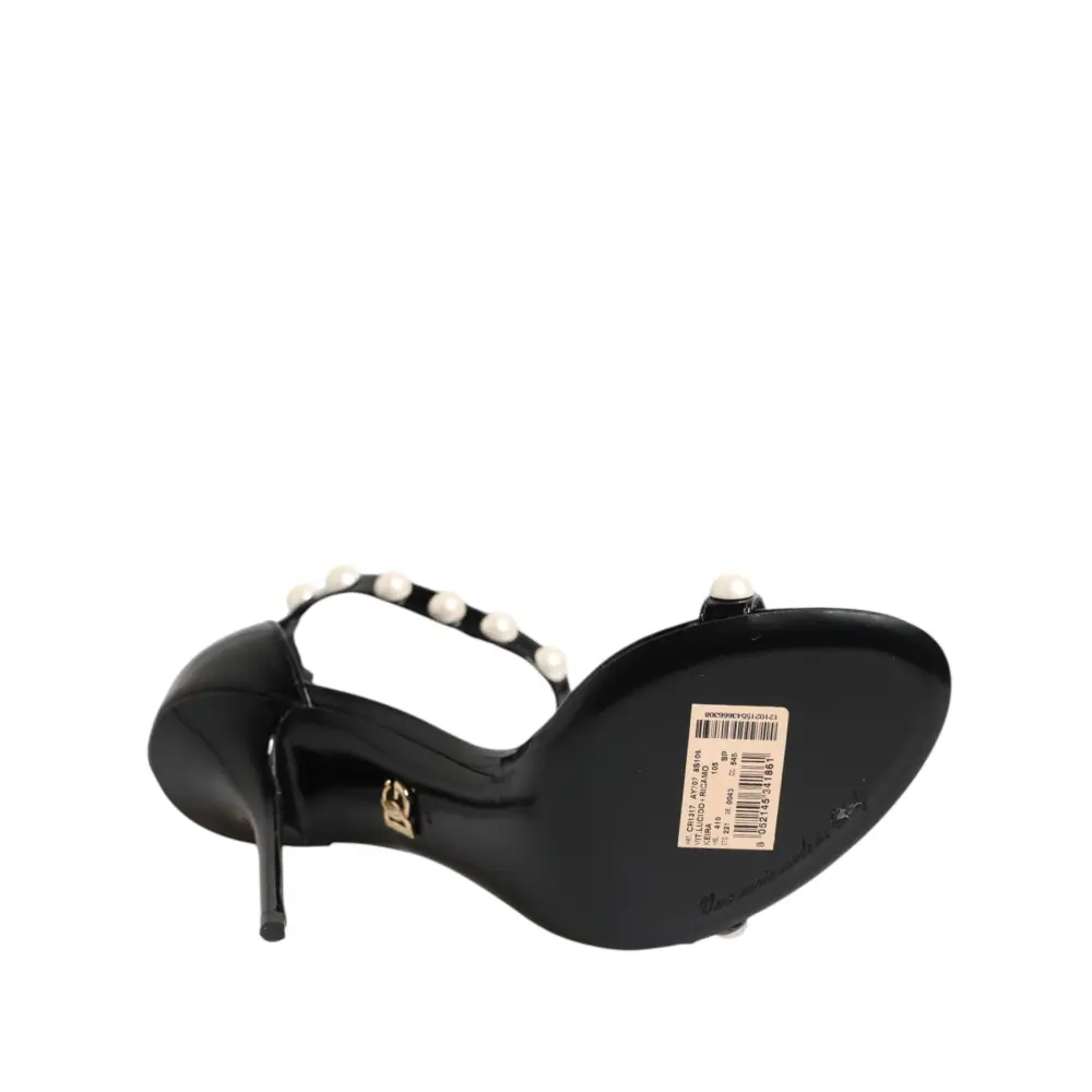 Dolce & Gabbana Schwarz KEIRA Perlenverzierte Sandalen Schuhe - EU41/US10.5