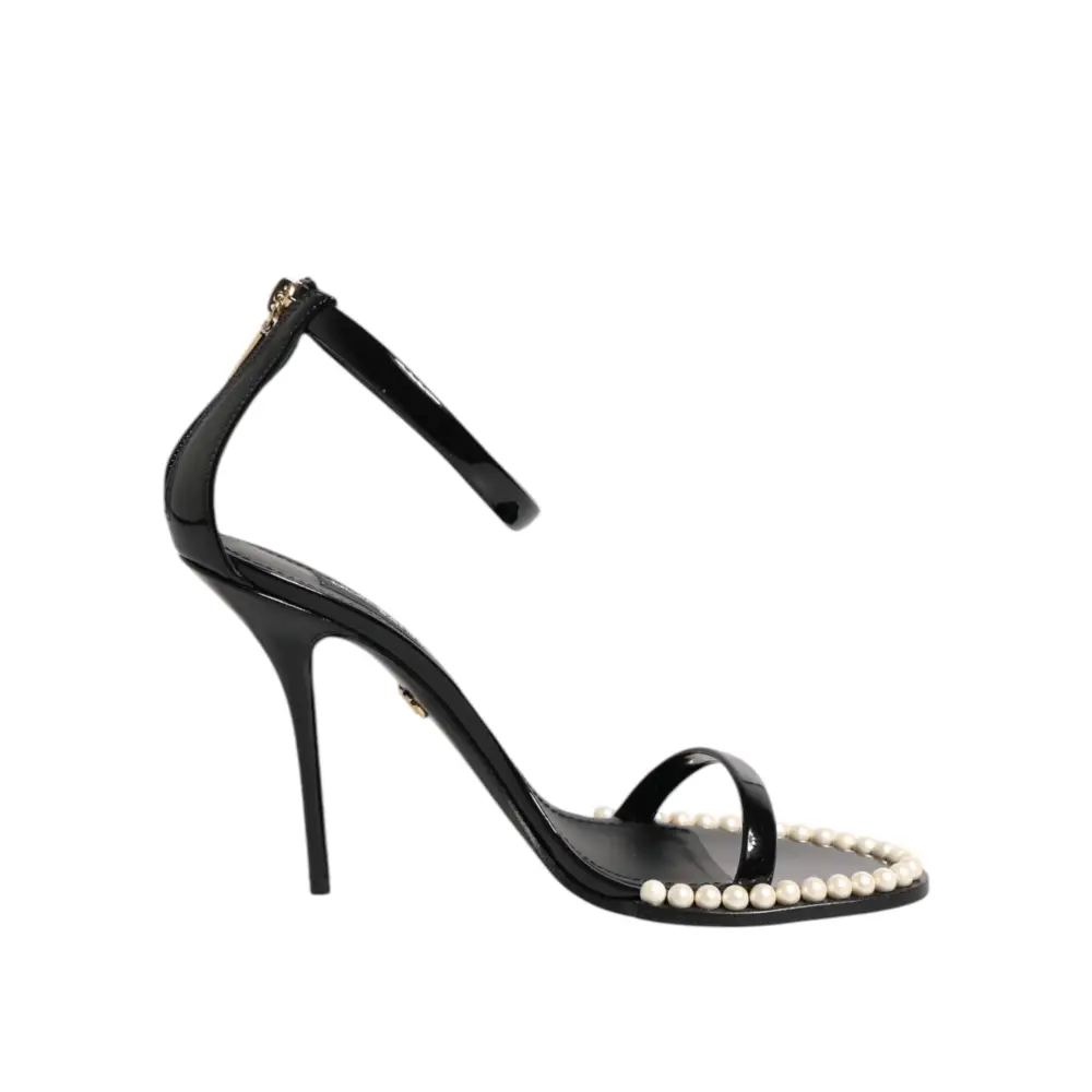 Dolce & Gabbana Schwarz KEIRA Perlenverzierte Sandalen Schuhe - EU40.5/US10