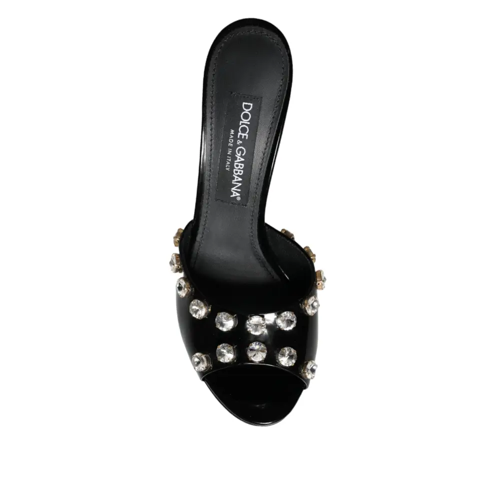 Dolce & Gabbana Schwarz Kristall Heels Keira Sandalen Schuhe - EU39/US8.5