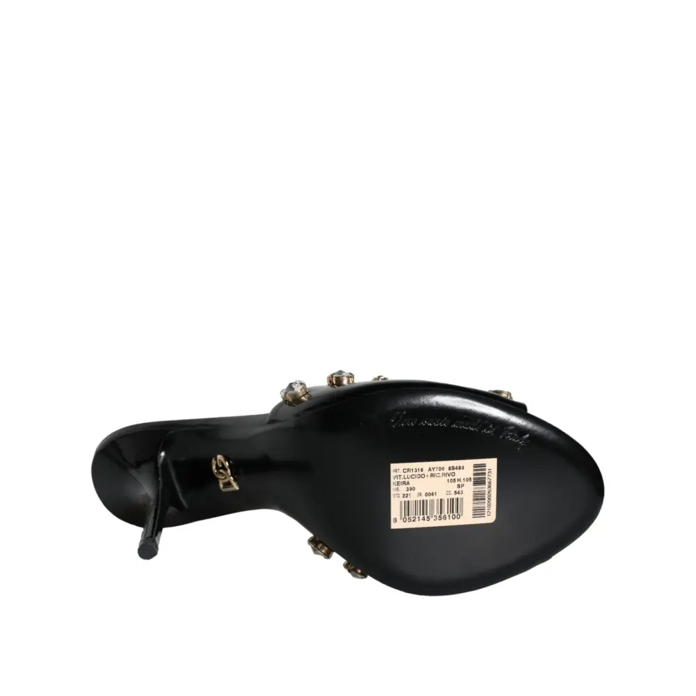 Dolce & Gabbana Schwarz Kristall Heels Keira Sandalen Schuhe - EU39/US8.5