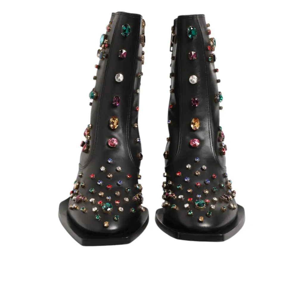 Dolce & Gabbana Schwarz Kristall verschönert Männer kurze Stiefel Schuhe