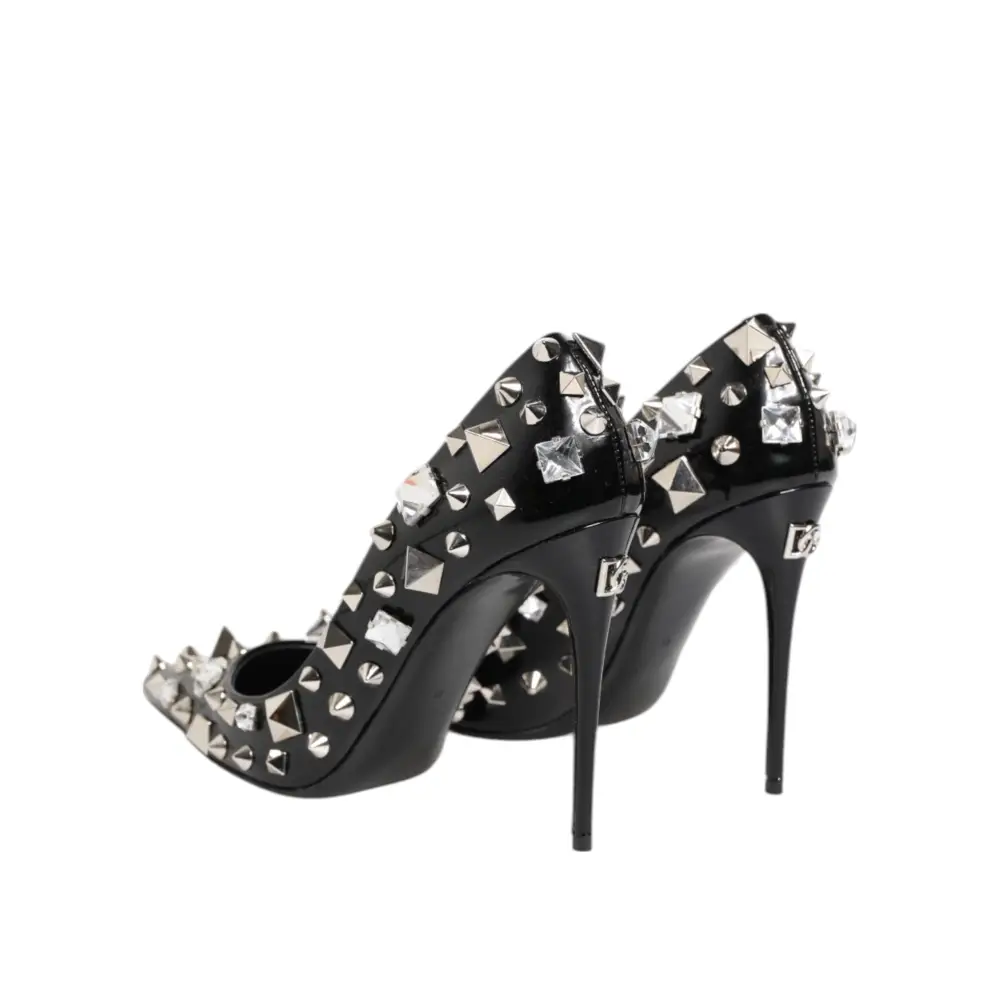 Dolce & Gabbana Schwarz Kristalle Nieten Stiletto Pumps Schuhe - EU39/US8.5