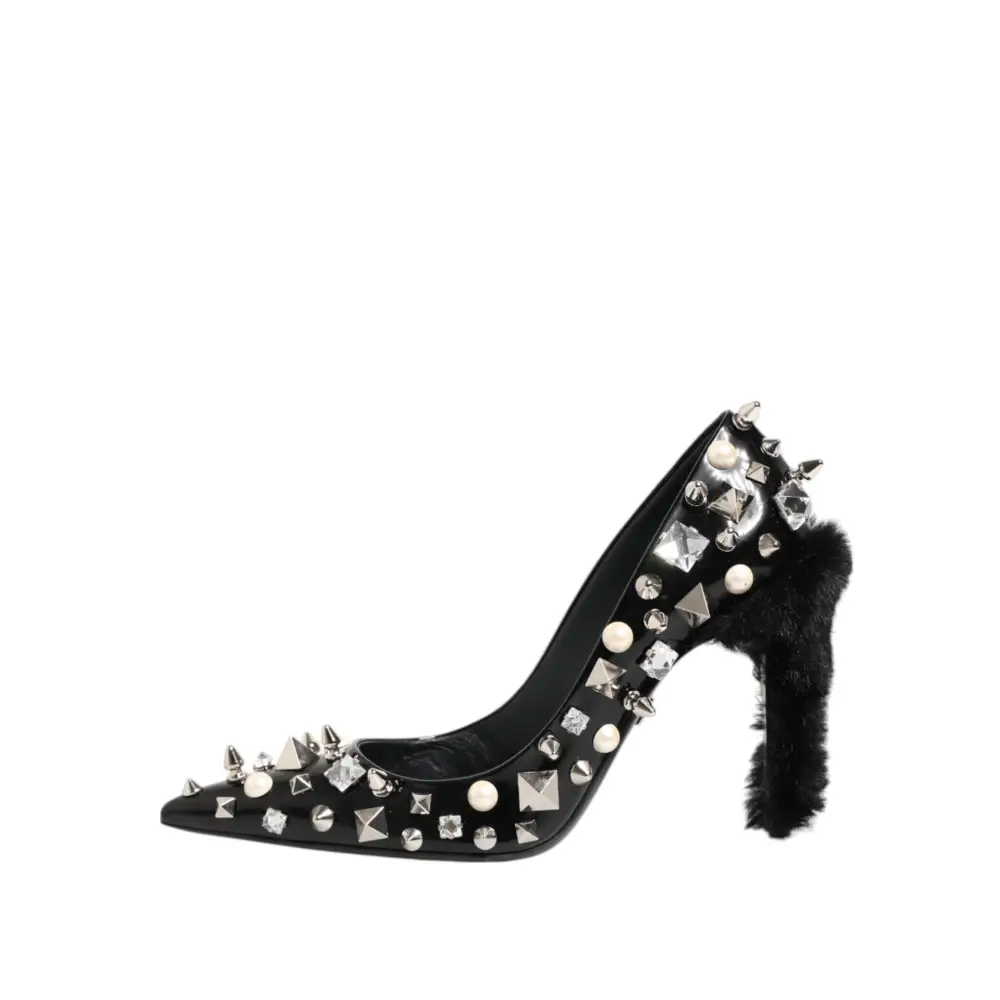 Dolce & Gabbana Schwarz Kristalle Nieten Stiletto Pumps Schuhe - EU39/US8.5