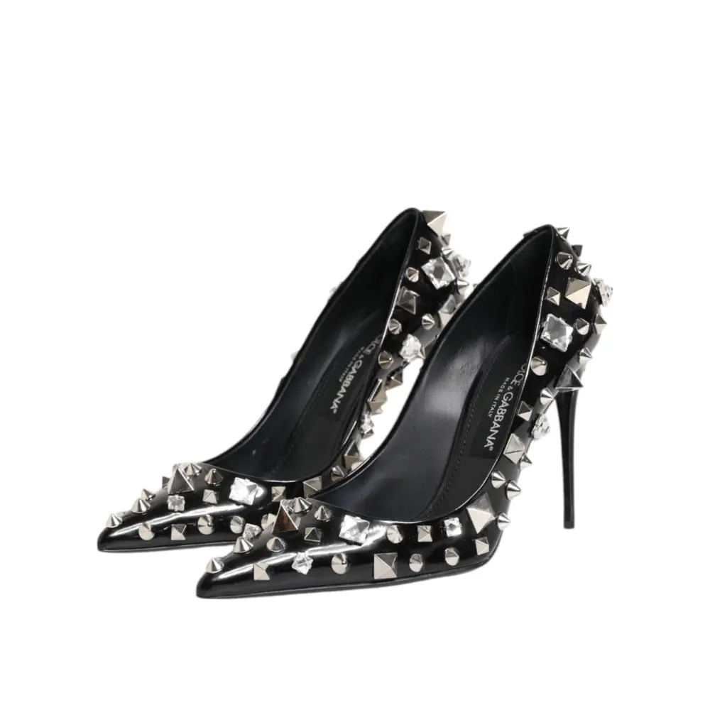 Dolce & Gabbana Schwarz Kristalle Nieten Stiletto Pumps Schuhe - EU39/US8.5