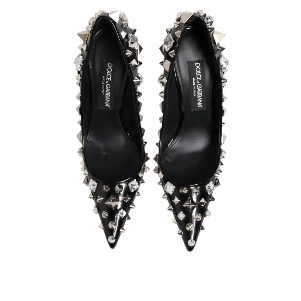 Dolce & Gabbana Schwarz Kristalle Nieten Stiletto Pumps Schuhe - EU39/US8.5