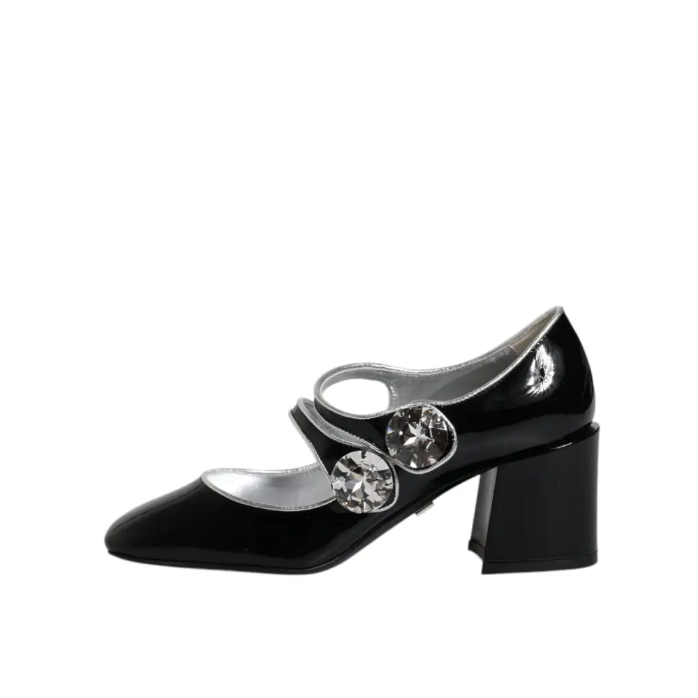 Dolce & Gabbana Schwarz Lackleder Kristall Mary Jane Pumps Schuhe - EU35/US4.5