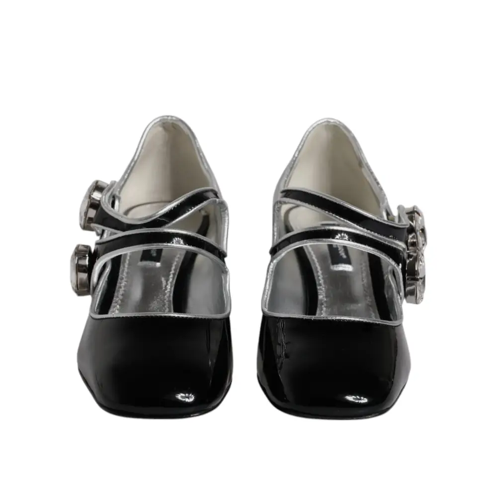Dolce & Gabbana Schwarz Lackleder Kristall Mary Jane Pumps Schuhe - EU35/US4.5