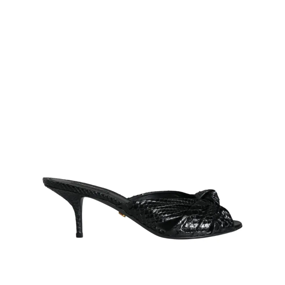 Dolce & Gabbana Schwarz Leder Absätze Sandalen Schuhe