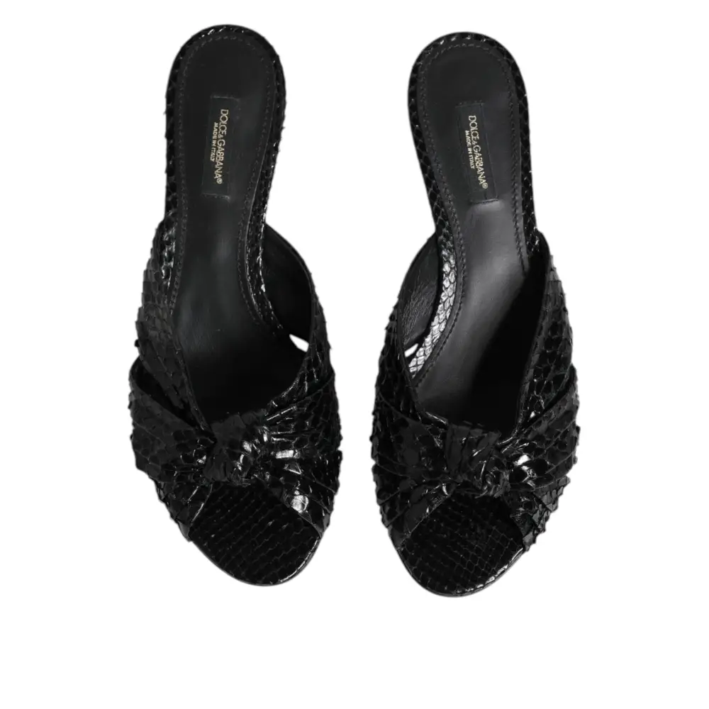 Dolce & Gabbana Schwarz Leder Absätze Sandalen Schuhe