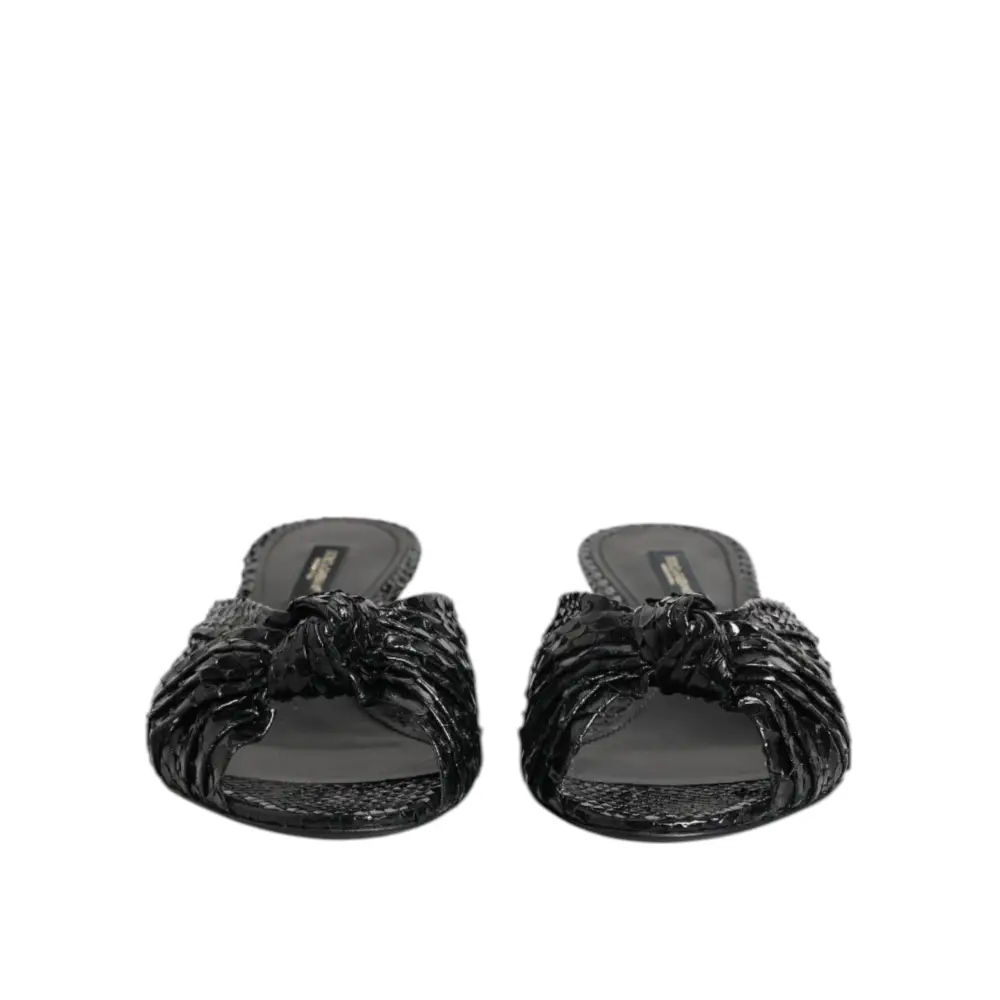 Dolce & Gabbana Schwarz Leder Absätze Sandalen Schuhe