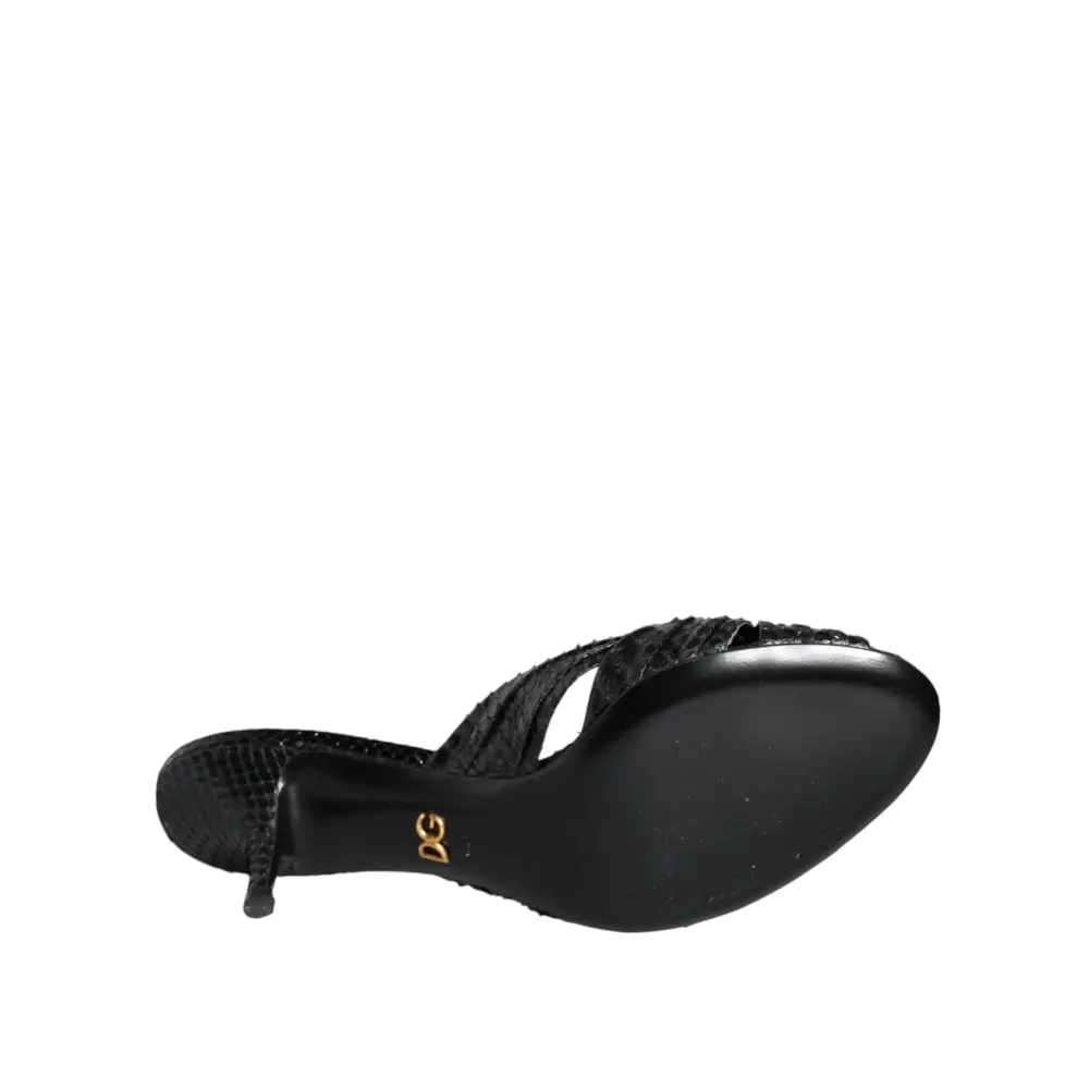 Dolce & Gabbana Schwarz Leder Absätze Sandalen Schuhe