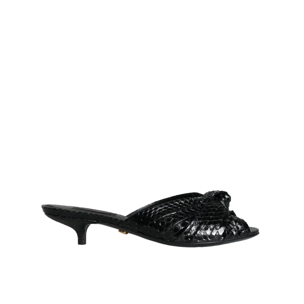 Dolce & Gabbana Schwarz Leder Absätze Sandalen Schuhe - EU37/US6.5