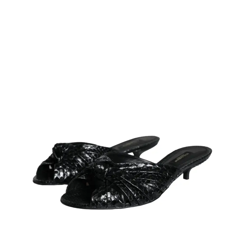 Dolce & Gabbana Schwarz Leder Absätze Sandalen Schuhe - EU37/US6.5