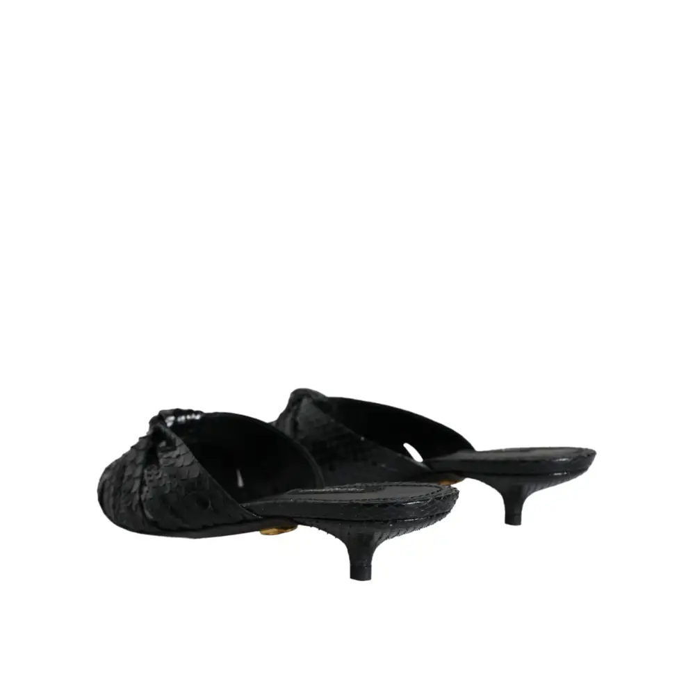 Dolce & Gabbana Schwarz Leder Absätze Sandalen Schuhe - EU37/US6.5