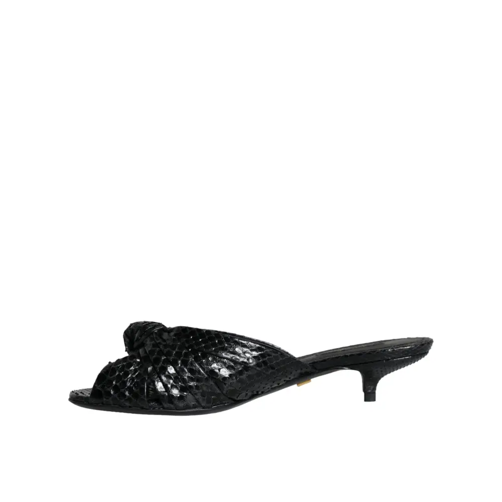 Dolce & Gabbana Schwarz Leder Absätze Sandalen Schuhe - EU37/US6.5