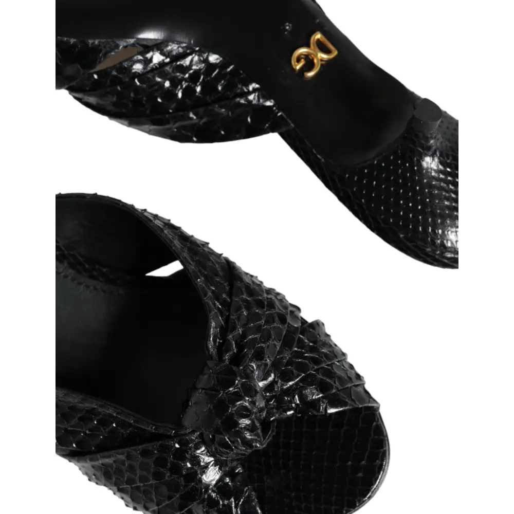 Dolce & Gabbana Schwarz Leder Absätze Sandalen Schuhe - EU37/US6.5