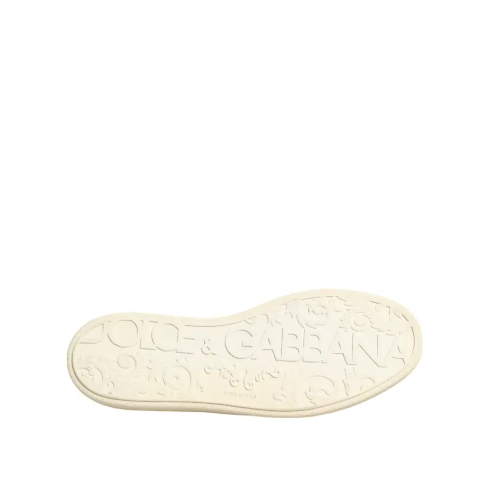 Dolce & Gabbana Schwarz Leder Bee Crown Low Top Sneakers Schuhe - EU42/US9