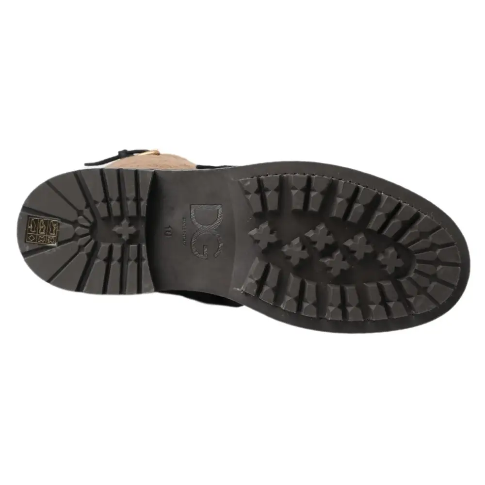 Dolce & Gabbana Schwarz Leder Braun Shearling Stiefel