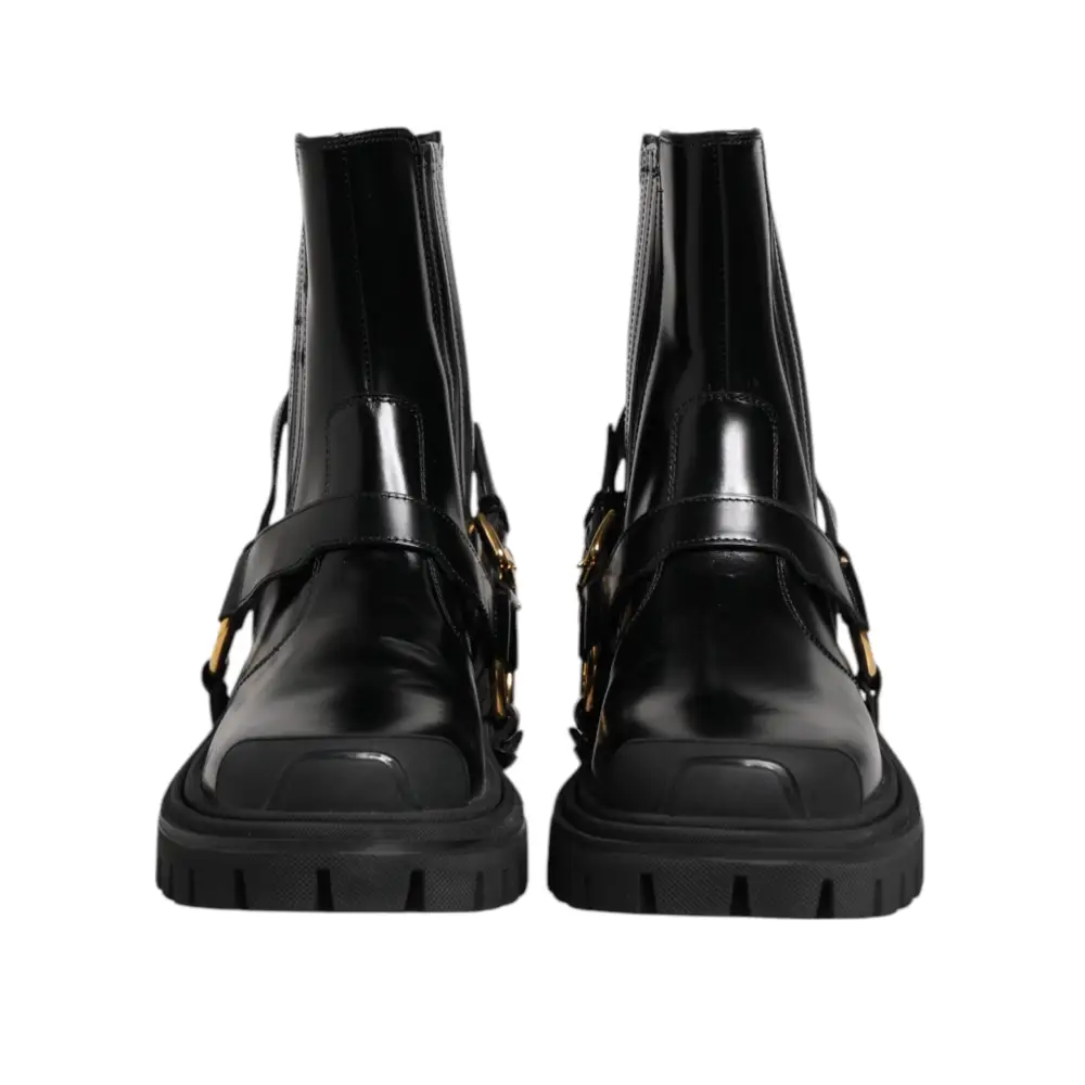 Dolce & Gabbana Schwarz Leder Chelsea Männer Kurze Stiefel Schuhe - EU36/US5.5