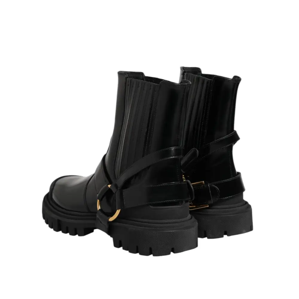 Dolce & Gabbana Schwarz Leder Chelsea Männer Kurze Stiefel Schuhe - EU36/US5.5