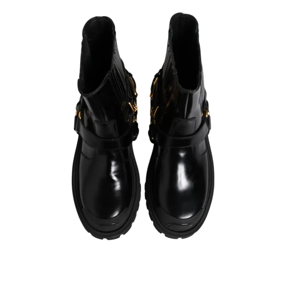 Dolce & Gabbana Schwarz Leder Chelsea Männer Kurze Stiefel Schuhe - EU36/US5.5