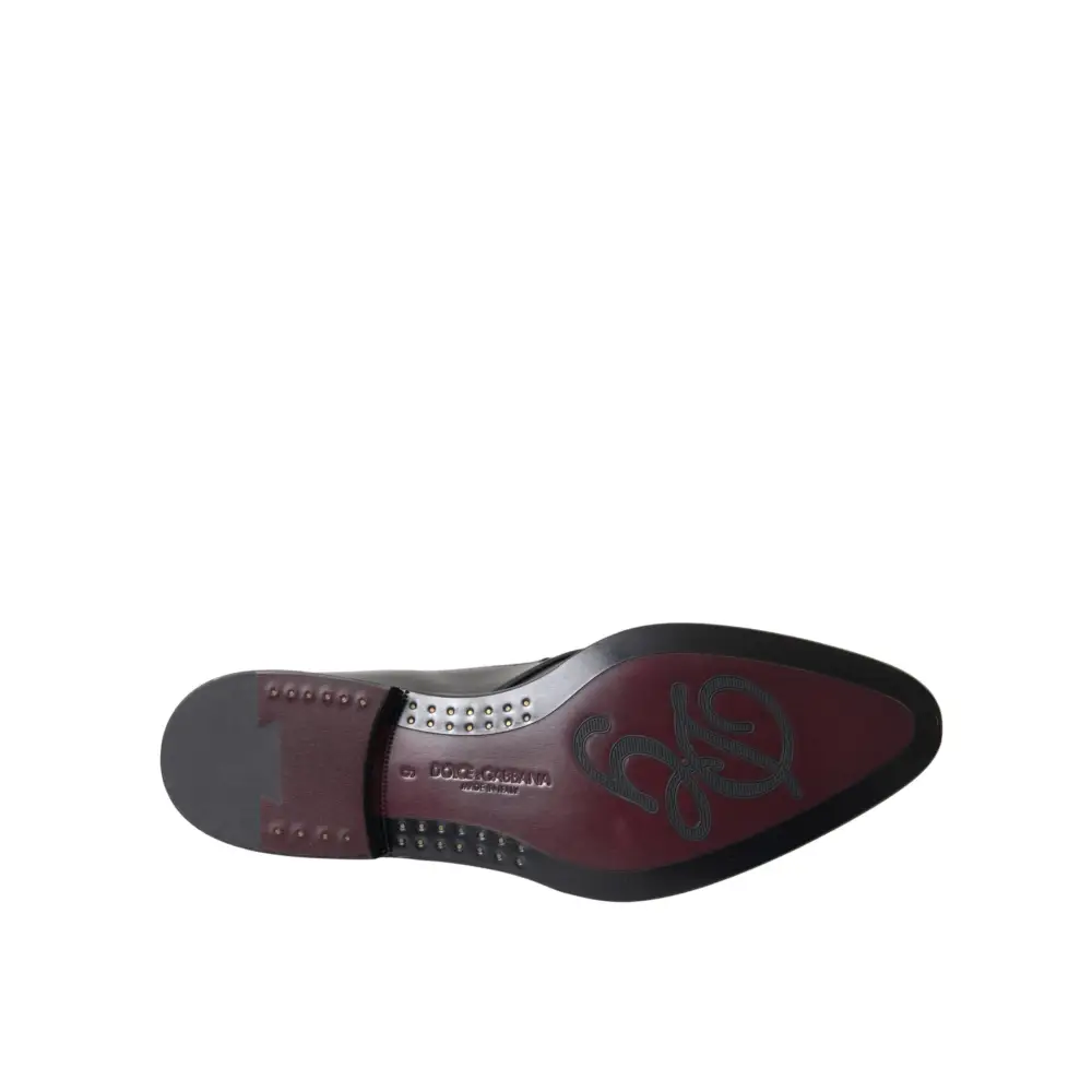 Dolce & Gabbana Schwarz Leder Derby Formal Kleid Männer Schuhe