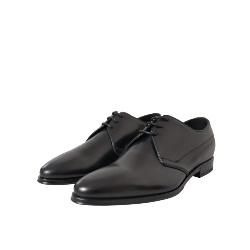 Dolce & Gabbana Schwarz Leder Derby Formal Kleid Männer Schuhe