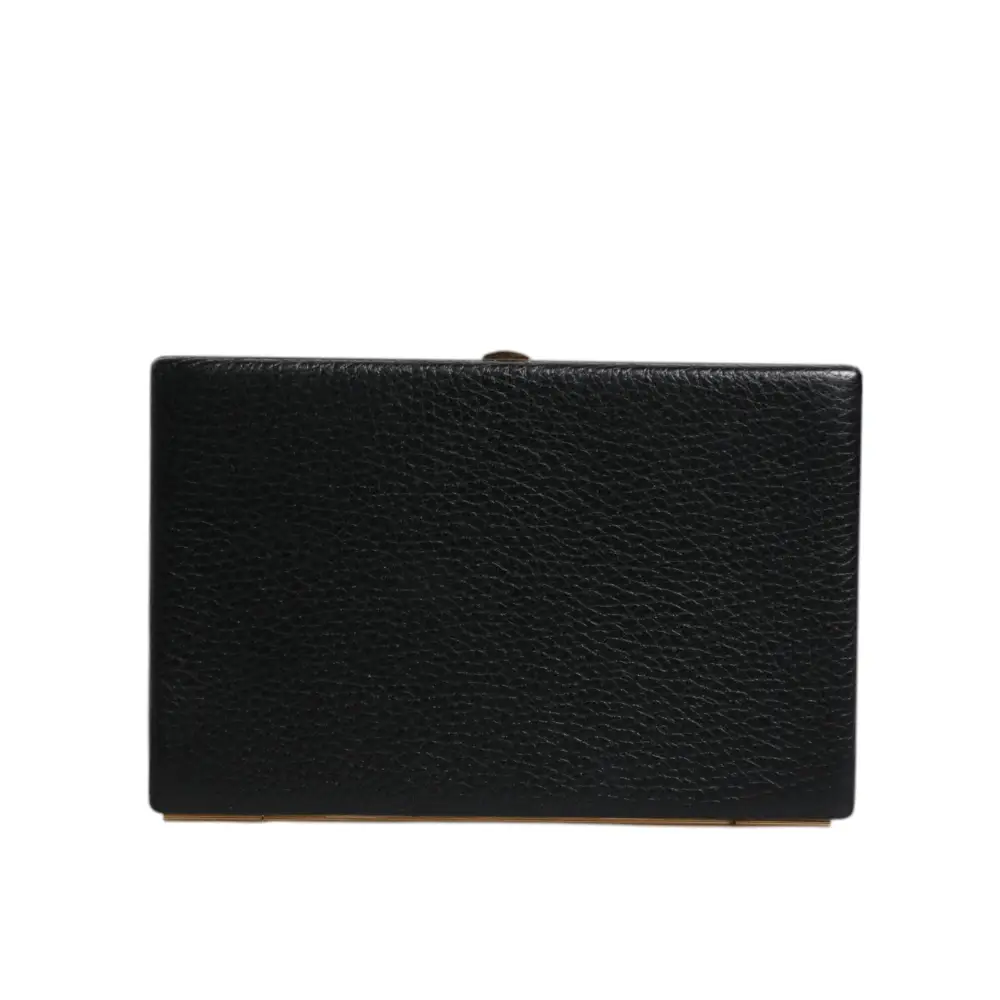 Dolce & Gabbana Schwarz Leder Gold Rahmen Kupplung Abend Party Handtasche