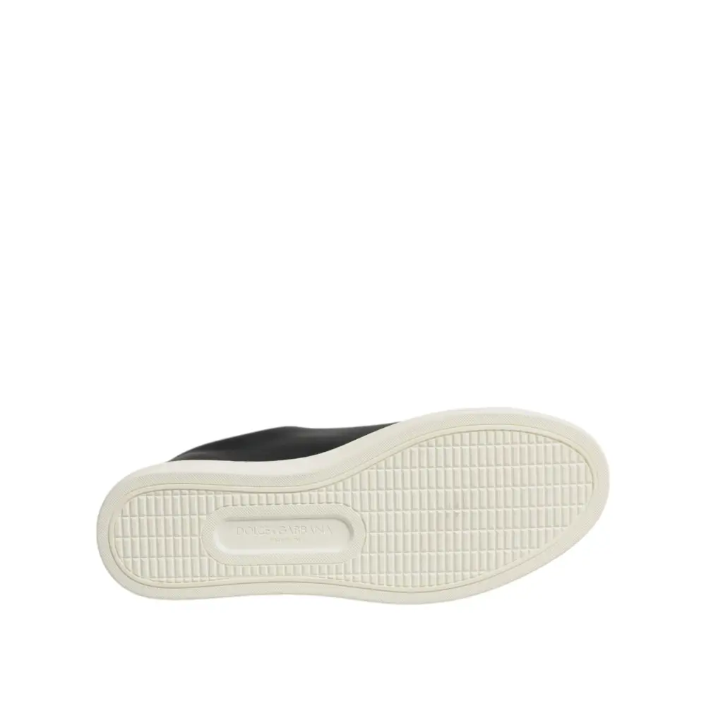 Dolce & Gabbana Schwarz Leder Gold Rot Herz Turnschuhe Schuhe - EU35/US4.5