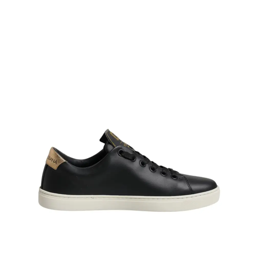 Dolce & Gabbana Schwarz Leder Gold Rot Herz Turnschuhe Schuhe - EU35/US4.5