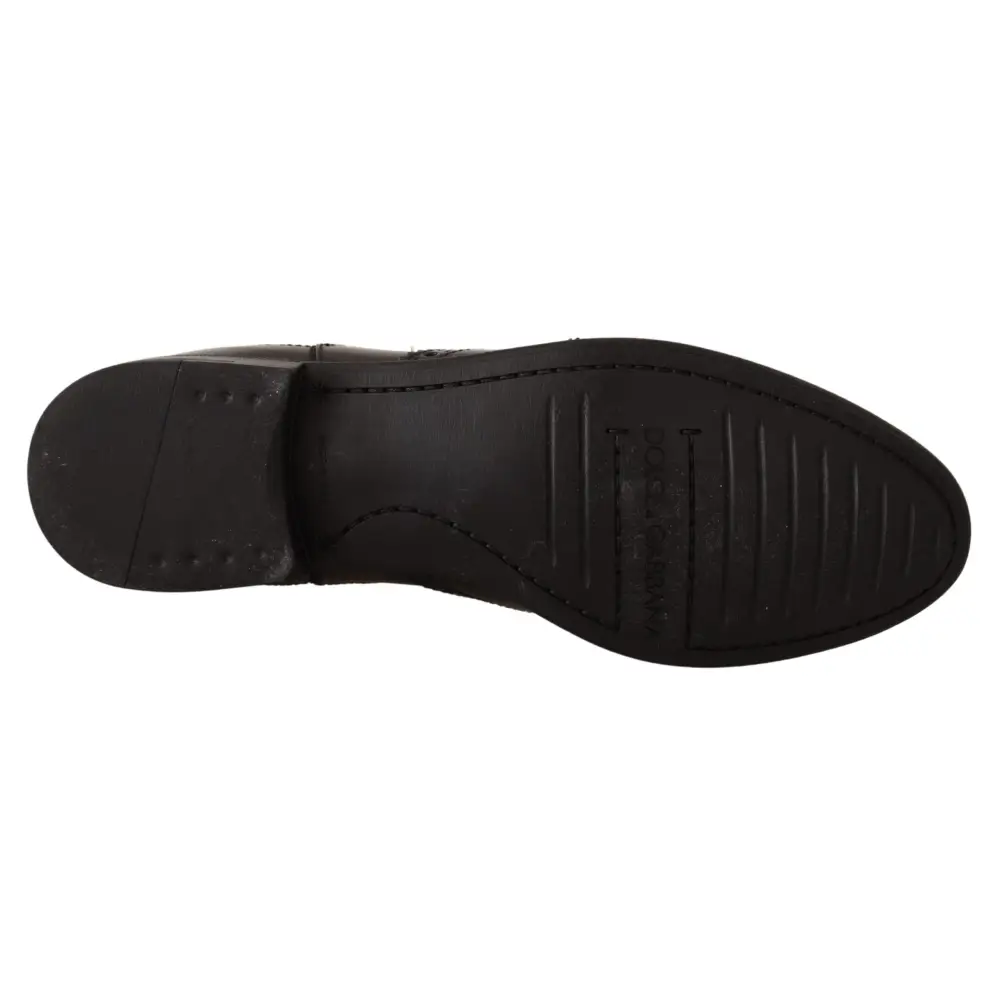 Dolce & Gabbana Schwarz Leder Knöchel hohe flache Stiefel Schuhe - EU35/US4.5