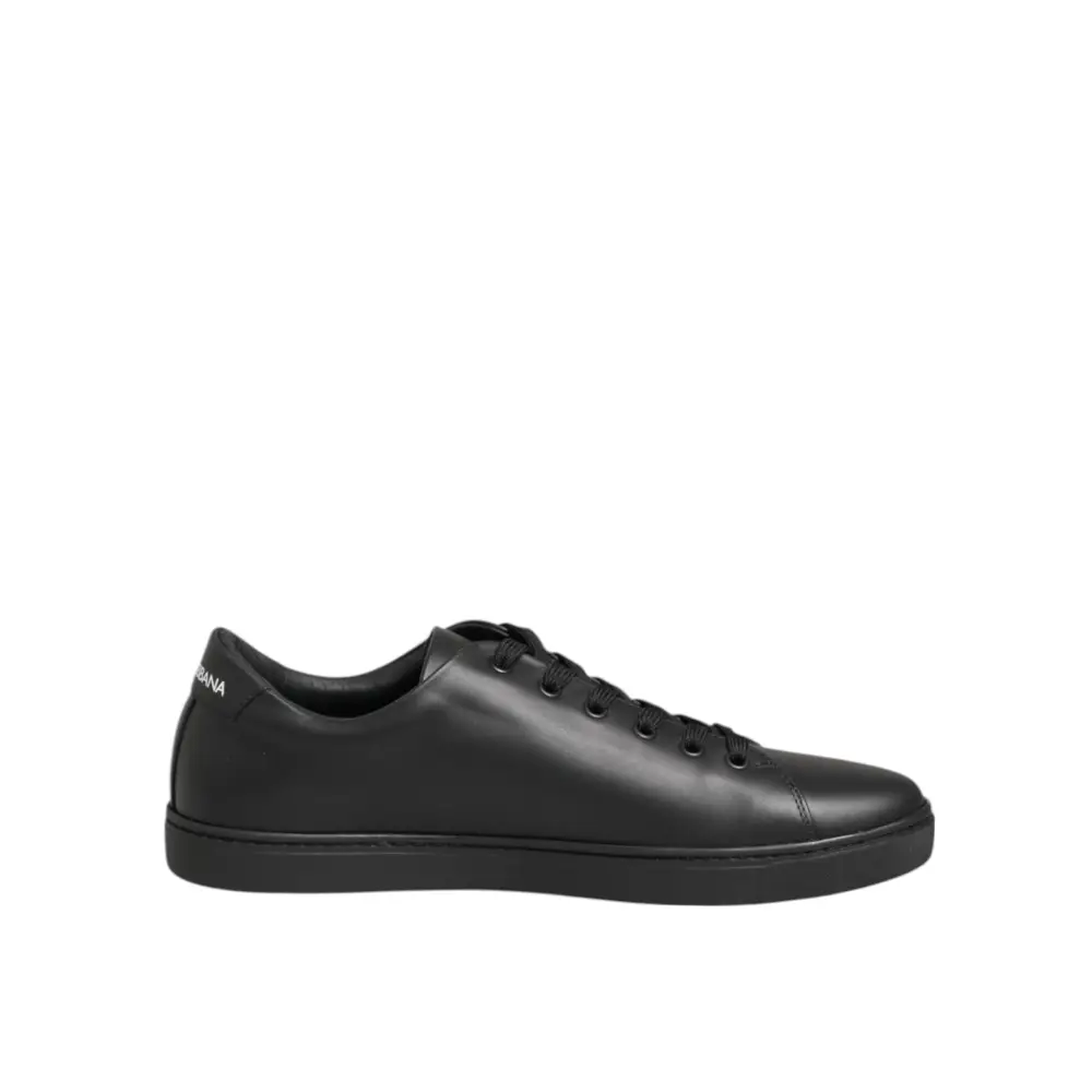 Dolce & Gabbana Schwarz Leder Kristall Herz Turnschuhe Schuhe