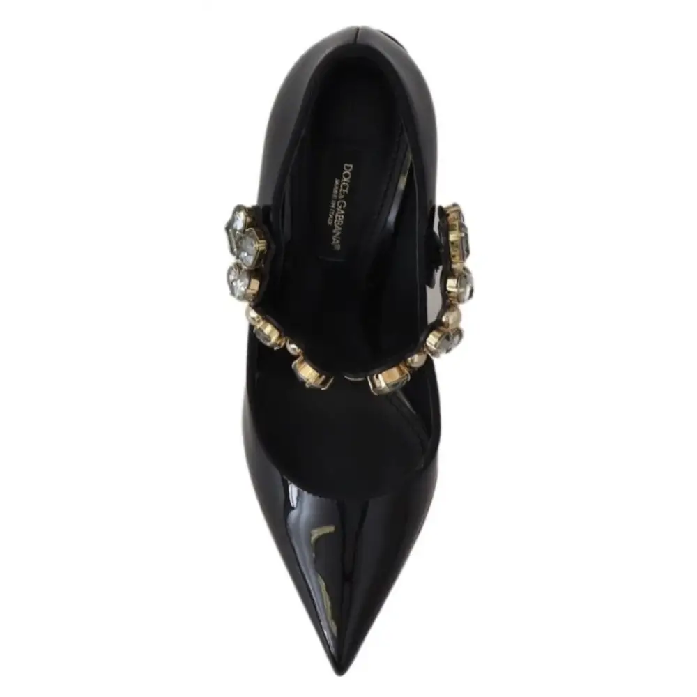 Dolce & Gabbana Schwarz Leder Kristall Schuhe Mary Jane Pumps - EU35/US4.5