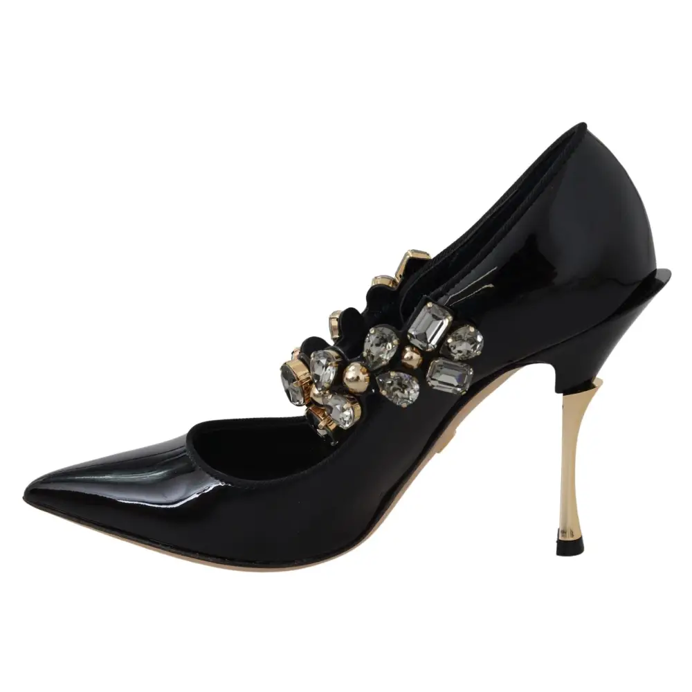 Dolce & Gabbana Schwarz Leder Kristall Schuhe Mary Jane Pumps - EU35/US4.5