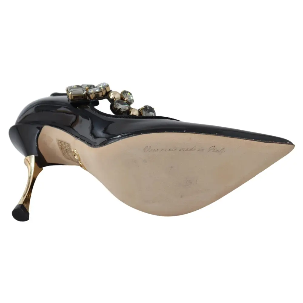 Dolce & Gabbana Schwarz Leder Kristall Schuhe Mary Jane Pumps - EU35/US4.5