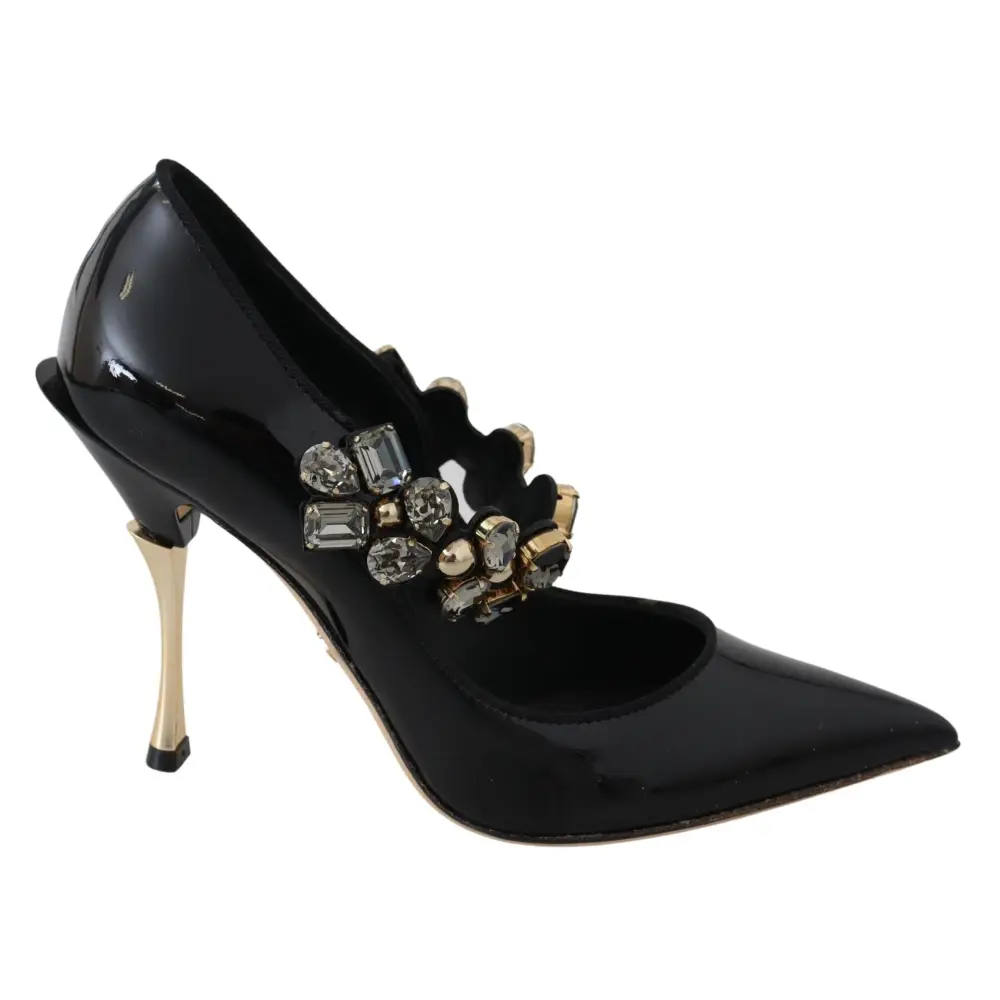 Dolce & Gabbana Schwarz Leder Kristall Schuhe Mary Jane Pumps - EU35/US4.5